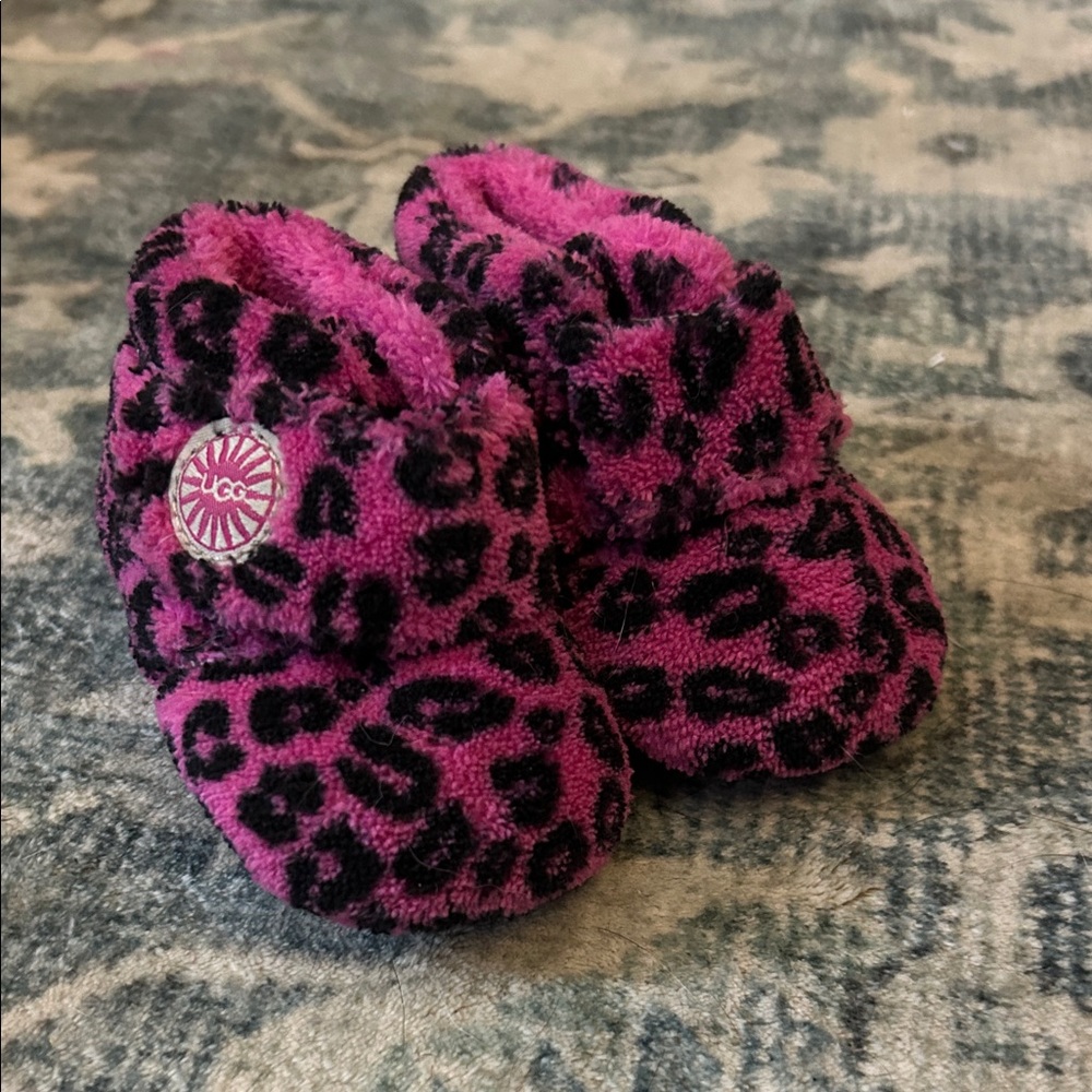 UGG Bixbee Pink Leopard Print Infant Booties